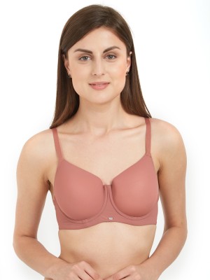 SOIE Woman's Full/Extreme Coverage Padded Wired Bra Women T-Shirt Lightly Padded Bra(Brown)