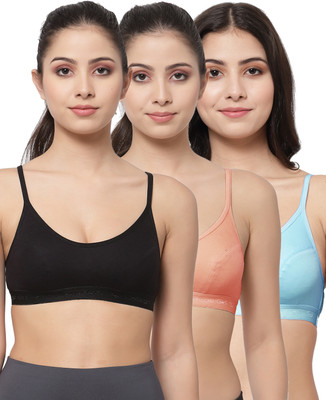 COLLEGE GIRL SB08 Women Sports Non Padded Bra(Black, Orange, Blue)