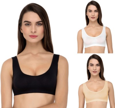 Shophousses Women's Cotton Lycra Non Padded Pull On Spport Bra For Everyday Wear Women Everyday Non Padded Bra(Black, Gold, White)