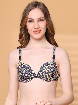 Quttos Quttos Pushup Padded Plunge Bra With Shine Strap for Women & Girls Women Push-up Lightly Padded Bra(Multicolor)