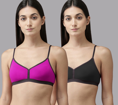 Cup's-In Veni Bra Women Everyday Non Padded Bra(Pink, Black)