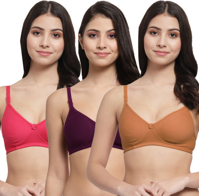 Docare Women T-Shirt Lightly Padded Bra(Brown, Purple, Pink)