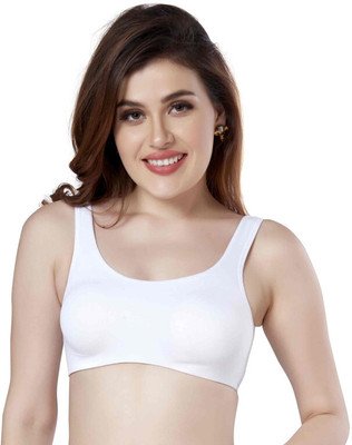 LOGGERHEAD Non-Wired Non Padded Full Coverage Slip on Beginners Sports Bra Women Training/Beginners Non Padded Bra(White)