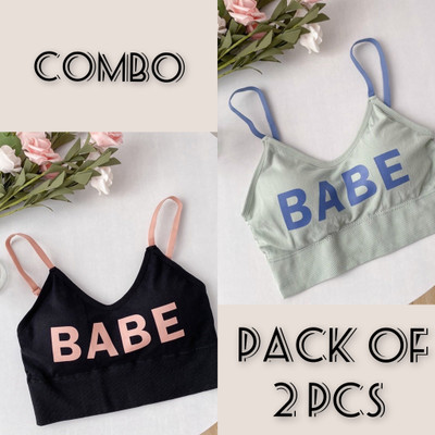 under 1000 Gym Bra, Lingerie, Honeymoon Bra, Padded Bra, Night Bra For Women T-Shirt Lightly Padded Bra(Black, Light Green)