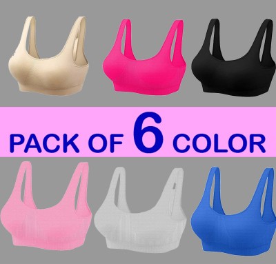 KHANJAN FASHION Comfortable fit and has a smooth fabric for soft comfort colour T shirt bra Women Sports Non Padded Bra(Grey, Pink, Black, Blue, Maroon, Red, Multicolor)