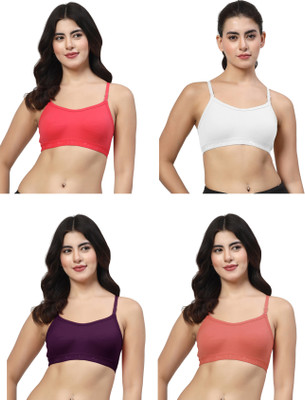 LILY 3321Mino Women Sports Non Padded Bra(Red, White, Purple, Red)