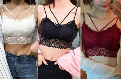 Ruman Fashion Women Bralette Lightly Padded Bra(White, Black, Maroon)