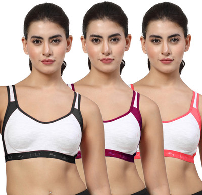 LILY Strops999 Women Everyday Non Padded Bra(Black, Purple, Red)