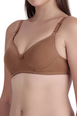 Piylu Comfortable Women Full Coverage Lightly Padded Bra(Beige)