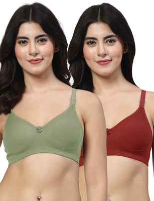 LILY Axela Moulded Double Layered Women Minimizer Non Padded Bra(Green, Maroon)