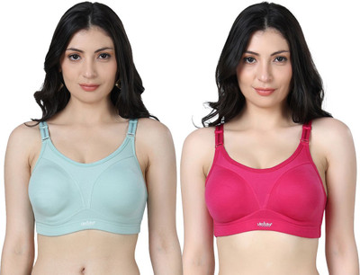 Ladyland Women T-Shirt Non Padded Bra(Green, Maroon)