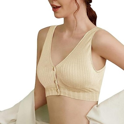 Wave Fashion Seamless Nursing Bra Women Maternity/Nursing Lightly Padded Bra(Beige)