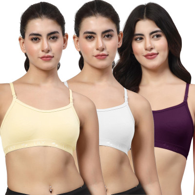 LILY 3321 Women Sports Non Padded Bra(Yellow, White, Purple)