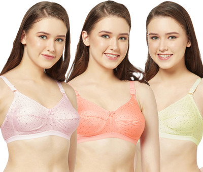 TT DB085_PO3 Women Everyday Non Padded Bra(Orange, Yellow, Pink)