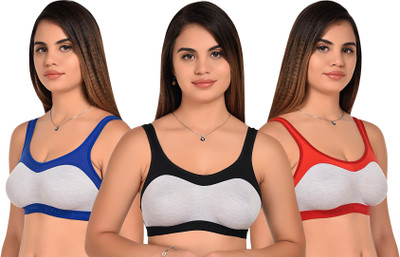 Zivosis Women Sports Non Padded Bra(Black, Red, Blue)