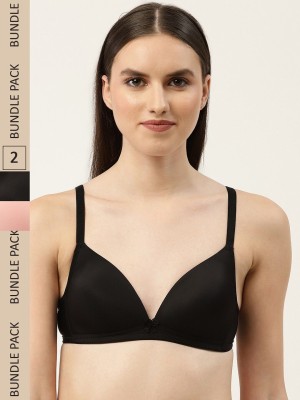 Dressberry Women T-Shirt Lightly Padded Bra(Black, Beige)