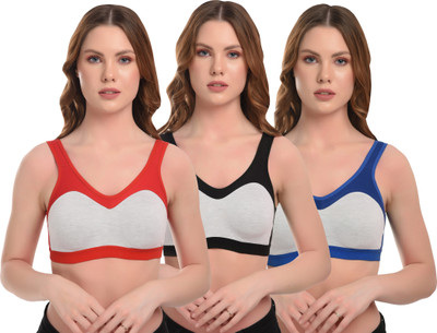 Yana Women Sports Non Padded Bra(Red, Black)