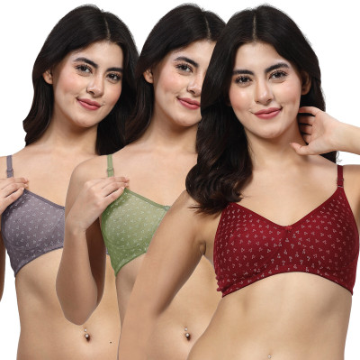 LILY itidaMino Women T-Shirt Non Padded Bra(Maroon, Green, Grey)