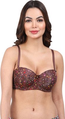 AMOUR SECRET Amour Secret Women's Underwired Lightly Padded Demi Cup T-Shirt Bra PDRK002 Women Everyday Lightly Padded Bra(Brown)