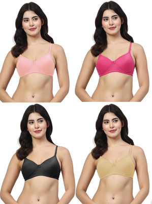 LILY maofcigam Women T-Shirt Lightly Padded Bra(Pink, Pink, Beige, Black)