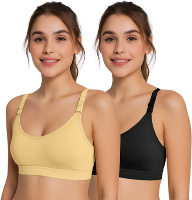 POOJA RAGENEE Sports bra Women Sports Non Padded Bra(Beige, Black)