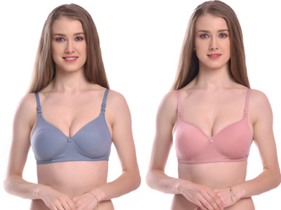CRIBE English NonPaded 2pcs combo_34 Women T-Shirt Non Padded Bra(Multicolor)