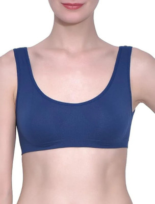 Joky Non-Padded & Non Wired Seamless Sports Bra, Women T-Shirt Non Padded Bra(Blue)