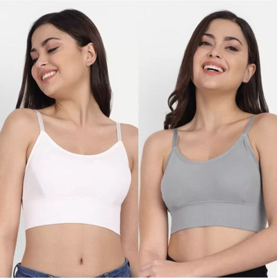 BRANKLY URJA Women Cami Bra Lightly Padded Bra Women Cami Bra Lightly Padded Bra(White, Grey)