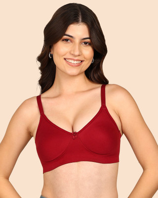 KOMLI Breathable Cotton Full Coverage Non-Padded Bra Women T-Shirt Non Padded Bra(Maroon)