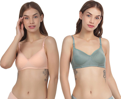 Thread sutra Everday T-Shirt Bra Women T-Shirt Lightly Padded Bra(Pink, Blue)