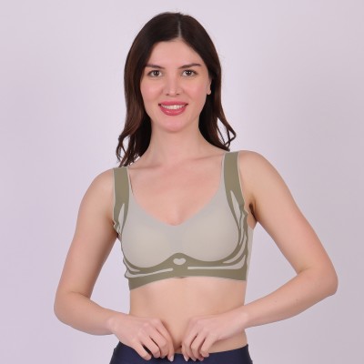 INFINIUM iNFiNiUM Sports Bra for women Women Sports Lightly Padded Bra(Light Green, Grey)