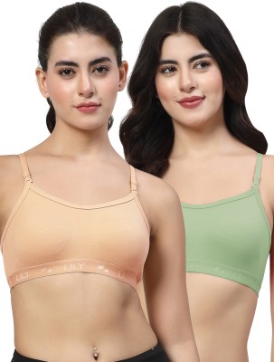 LILY 3321 Women Sports Non Padded Bra(Orange, Green)