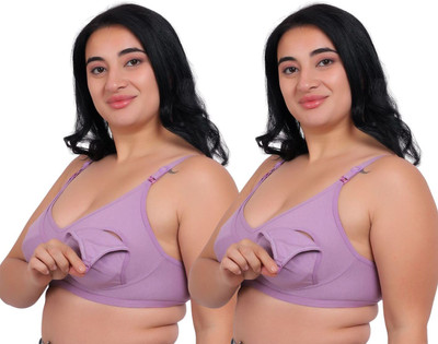 Fabme Women Maternity/Nursing Non Padded Bra(Purple)