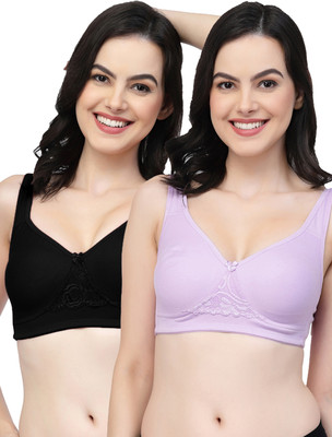 COLLEGE GIRL CG1214Mino Women Minimizer Non Padded Bra(Purple, Black)
