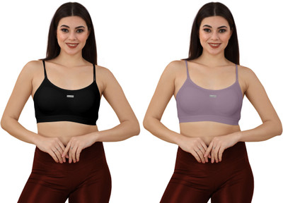 PZ enterprises Women Everyday Lightly Padded Bra(Black, Purple)