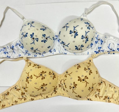 CALCADOS Women Push-up Lightly Padded Bra(Blue, Beige)