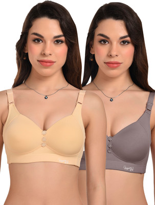 FigureFit Powerfully Support Women Minimizer Heavily Padded Bra(Beige, Grey)