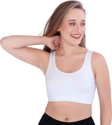 Fashion Doodle Women’s Full Coverage Sports Bra – Slip-On, Wirefree with Removable Pads Women Full Coverage Lightly Padded Bra(White)