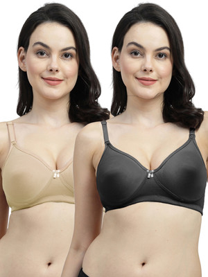 Shyam Sons FLAIR NWFemina Double Layered Cup Women T-Shirt Non Padded Bra(Black, Brown)