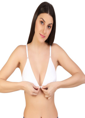 ILORAK Front Open Soft Cub Bra For Women's Girls Plunge Non Padded Women Full Coverage Non Padded Bra(White)
