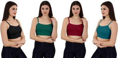 Guru Krupa Traders Women's Cotton Lycra Free Size Non Padded Pull On Sport Bra Women Sports Non Padded Bra(Black, Dark Green, Maroon, Green)