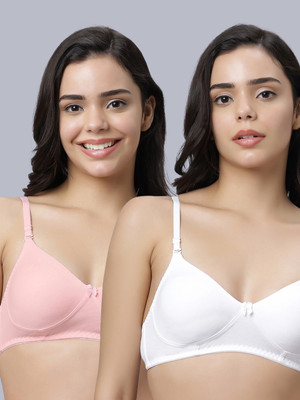 Eden EDEN103PINKWHITE Women T-Shirt Non Padded Bra(Pink, White)