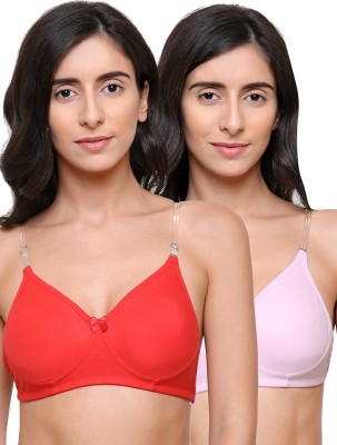 COLLEGE GIRL Backless Women T-Shirt Non Padded Bra(Red, Pink)