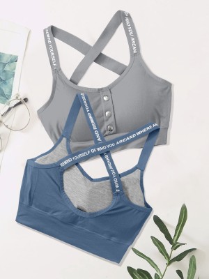 NAGARVEL CREATION crosss-gry-blue-02-p02-28 Women T-Shirt Lightly Padded Bra(Blue, Grey)