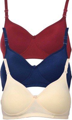 Funahme Women T-Shirt Lightly Padded Bra(Multicolor)