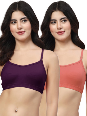 LILY 3321 Women Sports Non Padded Bra(Purple, Red)