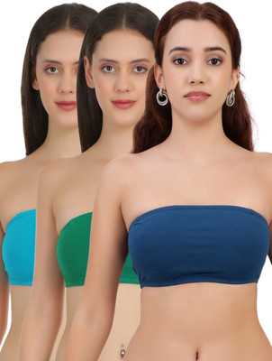 Selfcare Women Pack of 3 Solid Non Padded Strepless full coverage Bandeau Bras Women Bandeau/Tube Non Padded Bra(Multicolor)