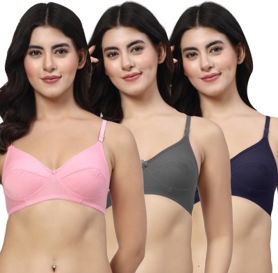 LILY Enimsaj Women Everyday Non Padded Bra(Pink, Grey, Blue)