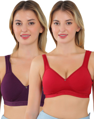 FigureFit Zara Women Sports Lightly Padded Bra(Purple, Red)