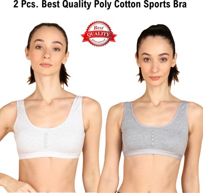 STOGBULL Sports Bra combo pack of 2 for Womens and Girls Gym Yoga Exercise Running Women Sports Non Padded Bra(White, Grey)